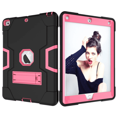 NIKCORP Oklopna zaštitna maska za iPad 10.2" (2019–2021) s ugrađenim postoljem pojačani rubovi, roza